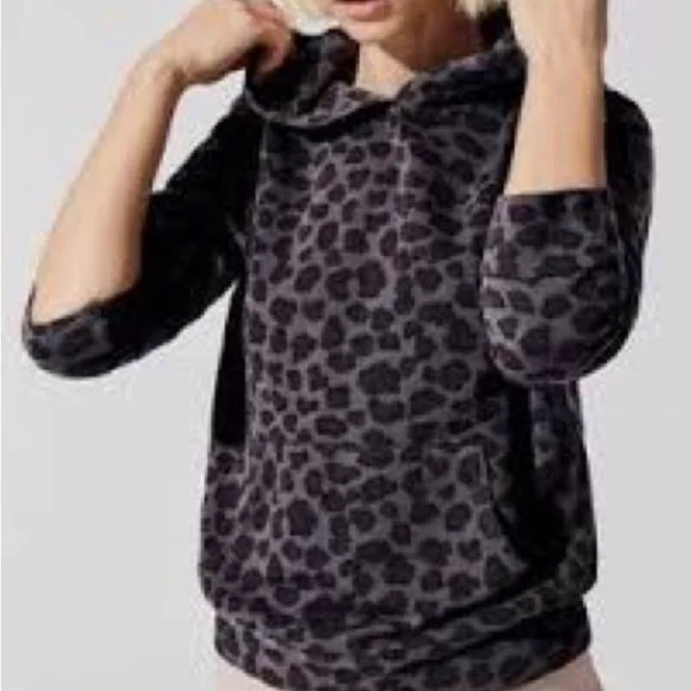 Monrow Charcoal Animal Print Hoodie